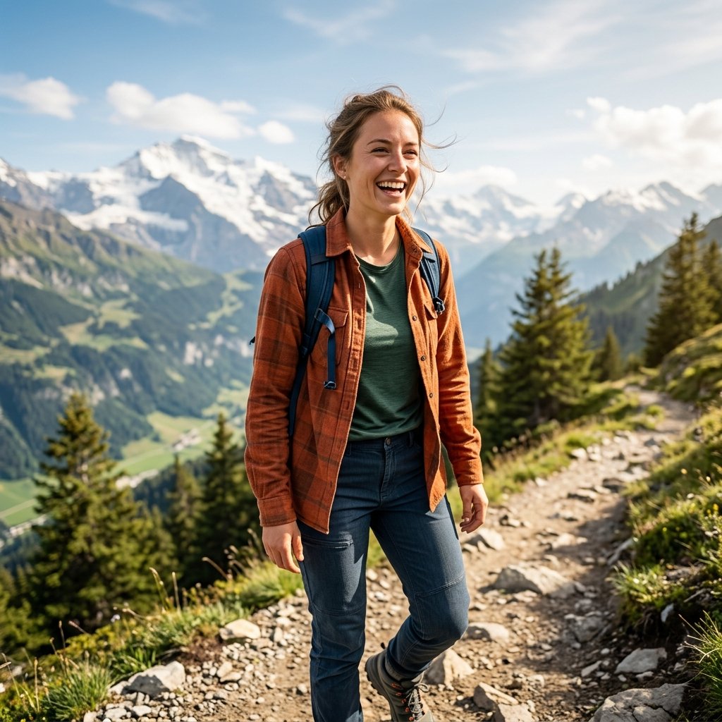 A gorgeous girl, standing casually on a skyscraper rooftop, laughing warmly, sharp 8k photography, c